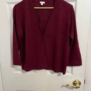 J Jill Deep Red Cardigan Sweater